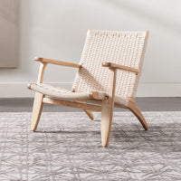 Rattan Woven Solid Wood Armchair Nordic Modern Minimalist Balcony Leisure Sofa Chair