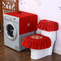 Washing Machine Dust Cover with Embroidered Double Happiness for Chinese Wedding Decor