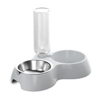2-in-1 Pet Food and Water Bowl Set with Automatic Water Dispenser and Stainless Steel Bowl for Cats and Dogs, Anti-Spill Design