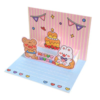 Kids' 3D Pop-Up Birthday Card, Cute Animal Gift Card, Cartoon Postcard for Messages