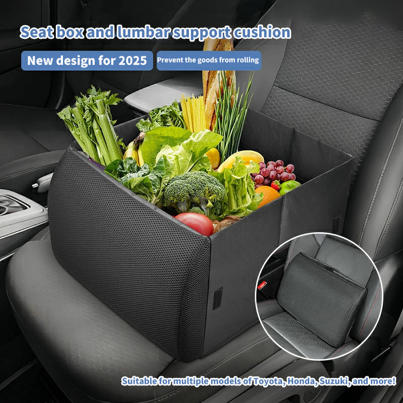 2-in-1 Car Storage Box and Lumbar Support Cushion