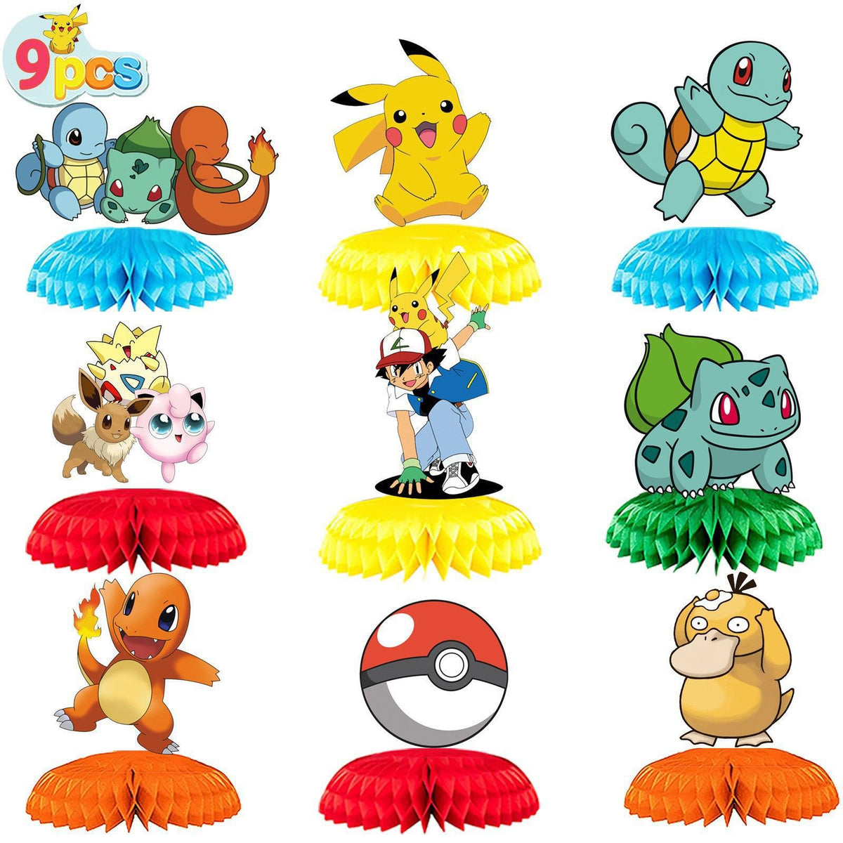 Pokemon Honeycomb Centerpiece Decorations for Birthday Parties and Events