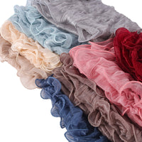Women's Shimmering Crepe Headscarf Breathable Solid Color Wrinkled Gauze Scarf