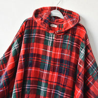 Women's Flannel Plaid Loose Loungewear Zipper Hoodie Cape