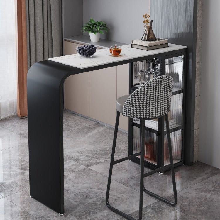 Modern Minimalist Home Bar Table with Storage for Living Room Sofa Side or Balcony