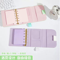 M5 Morandi Color Mini Portable 5-Hole Loose-Leaf Notebook with Elastic Band, Hardcover Sketchbook and Journal
