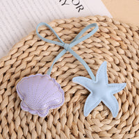 Starfish and Shell Embroidered Leather Keychain Bag Charm