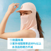 Cycling Sun Protection Full Face Mask with Brim and Neck Flap, Breathable UV Protection Hood
