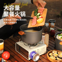 4L Large Capacity Ultralight Aluminum Alloy Outdoor Hot Pot Cookware Set for Camping BBQ 3-5 People