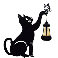 Outdoor Solar Powered Animal Silhouette Garden Stake Lights - Waterproof Iron Art Cat and Dog Lawn Ornaments for Patio Decor