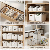 Plastic Storage Bins with Lids, Desktop Organizer for Cosmetics, Snacks, Toys, and Kitchen Items