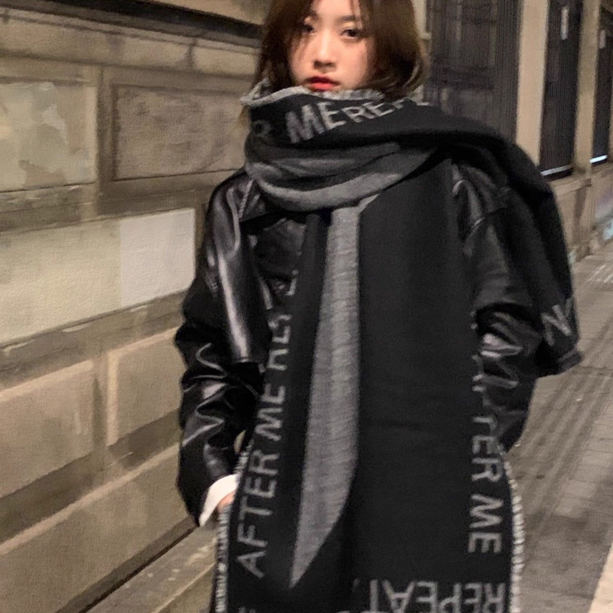 Japanese Style Dark Academia Scarf Shawl for Winter