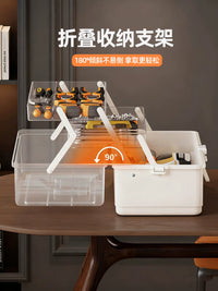 Multi-functional 3-Layer Foldable Tool Box with Compartments for Hardware Storage and Auto Repair