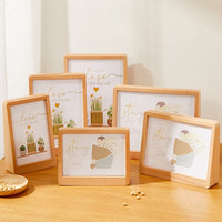 Minimalist Trapezoid Beech Wood Photo Frame with Acrylic Panel for Tabletop Display