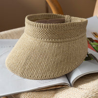 Foldable Linen Sun Visor Hat for Women, Wide Brim UV Protection Outdoor Beach Cap