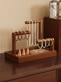 Solid Wood Jewelry Display Stand for Necklaces, Bracelets, Watches, and Beads