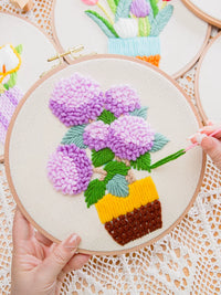 DIY Embroidered Hydrangea Bouquet Craft Kit for Adults