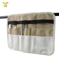 Foldable Canvas Outdoor Camping Cutlery Storage Bag Picnic BBQ Utensil Organizer