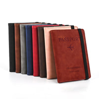 RFID Blocking PU Leather Passport Holder with Strap, Travel Document Organizer and Card Wallet