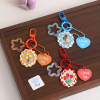 Embossed Acrylic Heart Keychain with Beaded Chain for Bags and Gifts