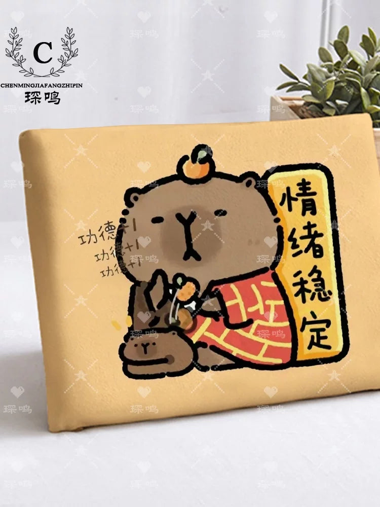 Capybara Student Seat Cushion for Classroom Chair Dorm Stool, Thickened Sponge Core Non-Slip Pad