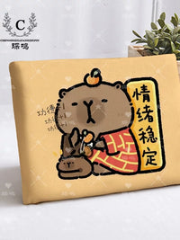 Capybara Student Seat Cushion for Classroom Chair Dorm Stool, Thickened Sponge Core Non-Slip Pad
