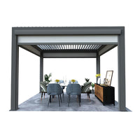 Waterproof Louvered Pergola with Retractable Roof for Outdoor Dining and Garden