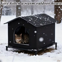 Outdoor Waterproof Insulated Pet House for Cats and Small Dogs, All-Season Weatherproof Shelter