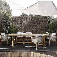 Nordic Outdoor Teak Rope Woven Dining Set for Patio Garden Villa