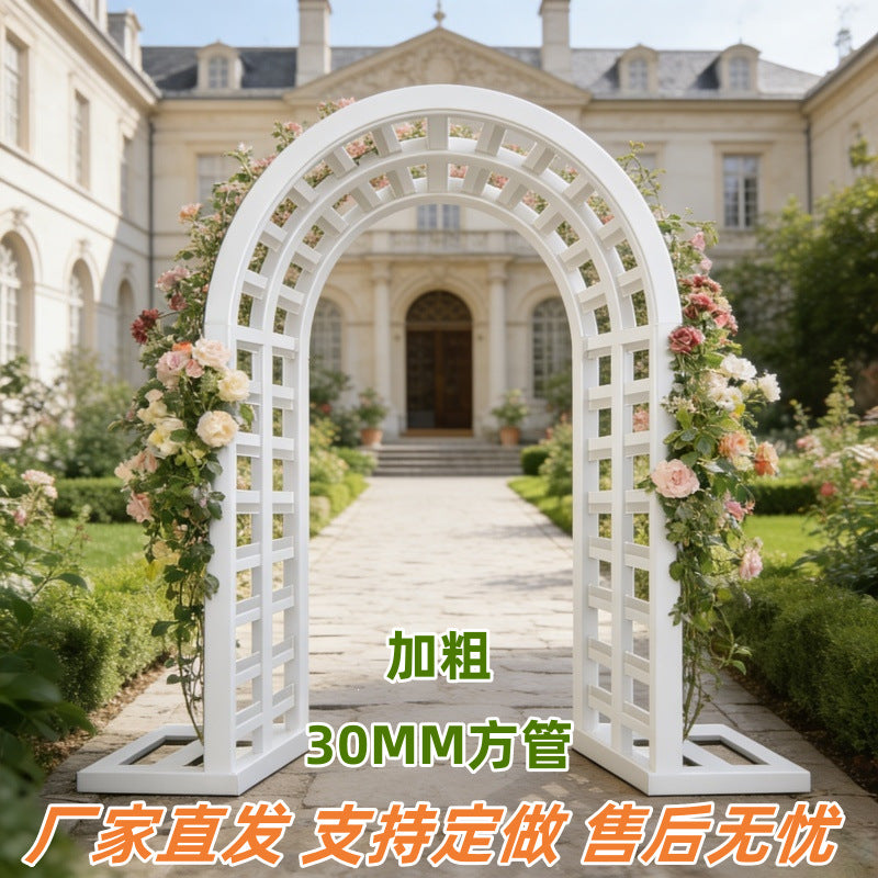 European Style Wrought Iron Arch Trellis for Climbing Plants, Roses, and Vines - Outdoor Garden and Villa Decor