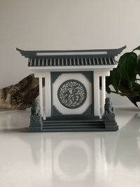 Chinese Fu Character Stone Lion Miniature Wall Screen Model Kit for Aquariums and Desktops