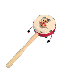 Sheepskin Rattle Drum Teether Toy for Babies 1-2 Years Old, Infant Grasp Training Toy