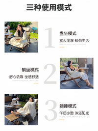 Foldable Rattan Lounge Chair with Ottoman and Side Table for Outdoor Patio Garden Balcony