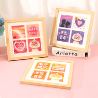 Oil Painting Style Four-Grid DIY Finished Painting, Happy Birthday, Newlywed Warm Gift, Oil Painting Photo Frame, Tabletop Small Greeting Card