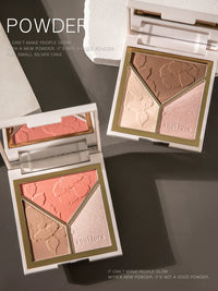 3-in-1 Highlighter Contour Blush Palette with Shimmer and Matte Finishes