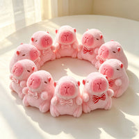Funny Capybara Plush Toy Keychain with Bow or Clown Hat, 11cm Tall