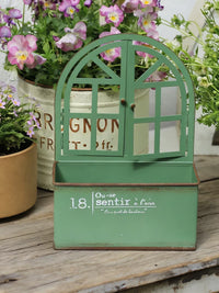 Rustic Arched Window Frame Planter Box for Outdoor Garden Decor