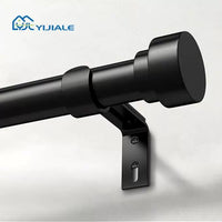 Nordic Industrial Style Black Curtain Rod Single/Double Pole Top Mount Aluminum Alloy
