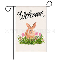 Easter Bunny Egg Pattern Linen Garden Flag Double-SSided Printed Yard Decoration Holiday Flag