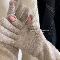 Korean Style Bowknot Wool Blend Fingerless Gloves for Winter