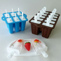BPA-Free Silicone Ice Pop Molds with Lids and Handles - 6 or 10 Cavity Homemade Ice Cream Bar Maker