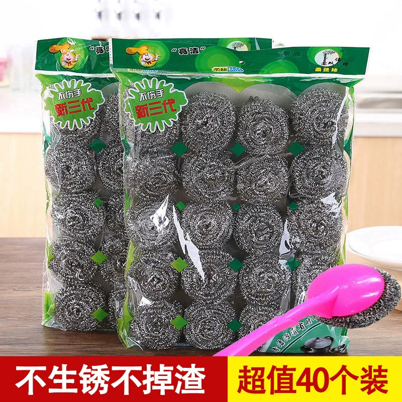 Heavy-Duty Stainless Steel Scouring Pads for Kitchen and Commercial Use, Non-Scratch Food-Grade Metal Scrubber