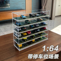 Acrylic Toy Car Display Case with Parking Slot Base for Model Cars