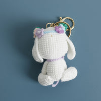 Handmade Crocheted Bride Rabbit Doll Keychain Charm