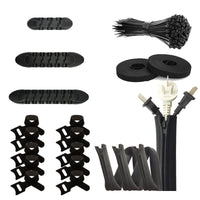 Cable Management Organizer Kit with Cable Sleeves and Clips for Desk Organization