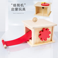 Montessori Wooden Yarn Winder Educational Toy for Kids, Hand-Eye Coordination Training