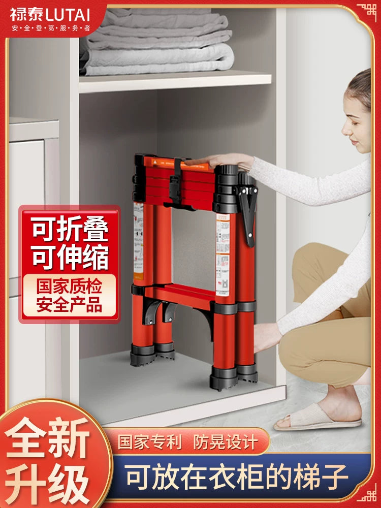 Telescopic Aluminum Alloy Ladder, Multi-functional Folding A-Frame Ladder for Home and Indoor Use