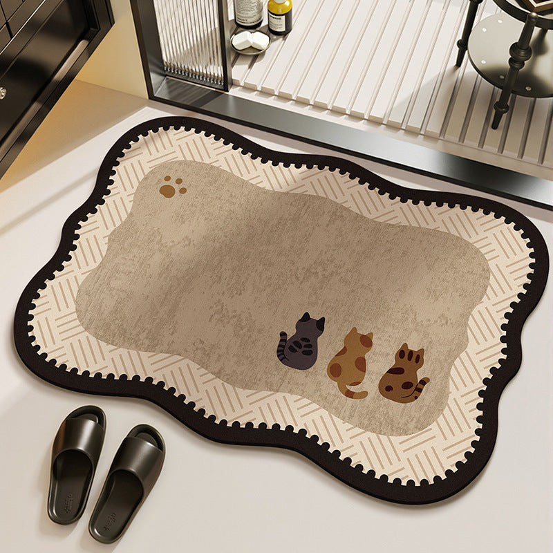 Diatomaceous Earth Bathroom Mat, Non-Slip Quick Dry Absorbent Floor Mat for Toilet and Shower