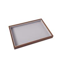 Walnut Jewelry Display Tray with Grey Edging for Necklaces, Rings, Bracelets