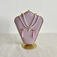 Velvet Jewelry Display Bust with Metal Frame for Necklaces and Earrings, Double-Sided Photography Prop